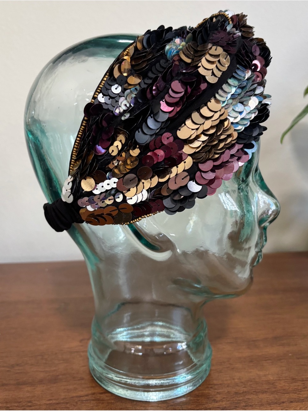 Zara Accessories Size S-M Sequins Knotted Stretch Headband Turban - Picture 3 of 9